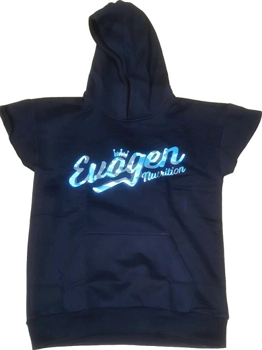 Evogen Men's Cap Sleeve Hoodie, Blue Camo Script