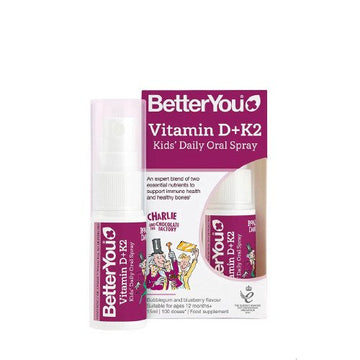 BetterYou Vitamin D+K2 Kid's Daily Oral Spray, Bubblegum & Blueberry