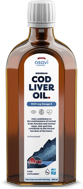 Osavi Norwegian Cod Liver Oil, 1000mg Omega 3 (Unflavoured)