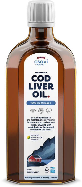 Osavi Norwegian Cod Liver Oil, 1000mg Omega 3 (Lemon-Mint)
