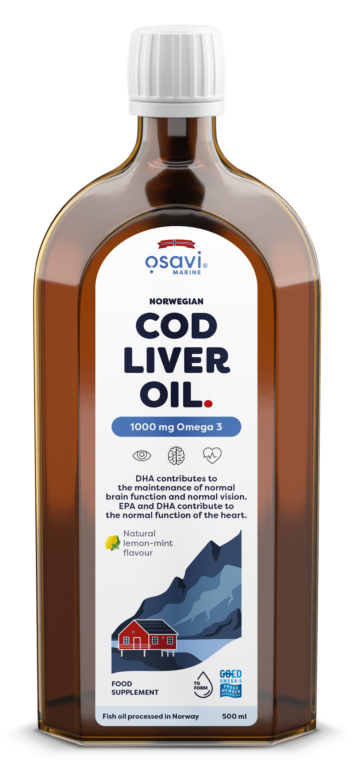 Osavi Norwegian Cod Liver Oil, 1000mg Omega 3 (Lemon-Mint)