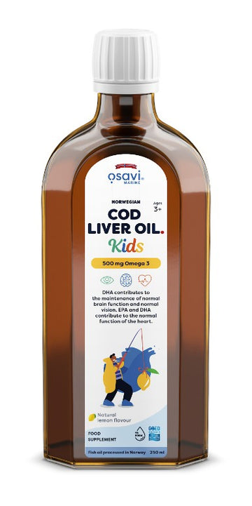 Osavi Norwegian Cod Liver Oil Kids, 500mg Omega 3 (Lemon)