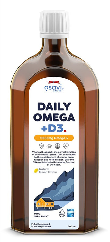 Osavi Daily Omega + D3, 1600mg Omega 3 (Natural Lemon)