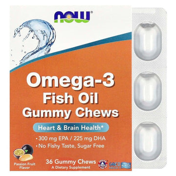 NOW Foods Omega-3 Fish Oil Gummy Chews, Passion Fruit