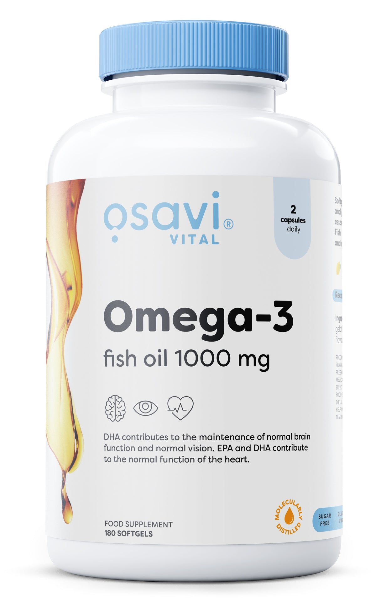 Osavi Omega-3 Fish Oil Molecularly Distilled, 1000mg