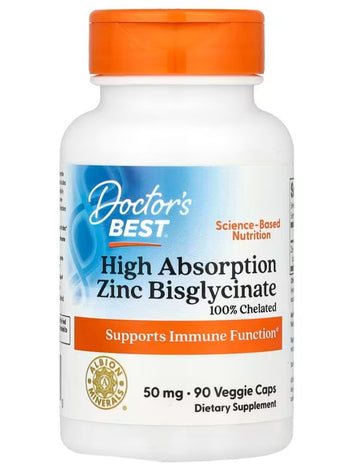 Doctor's Best High Absorption Zinc Bisglycinate, 50mg
