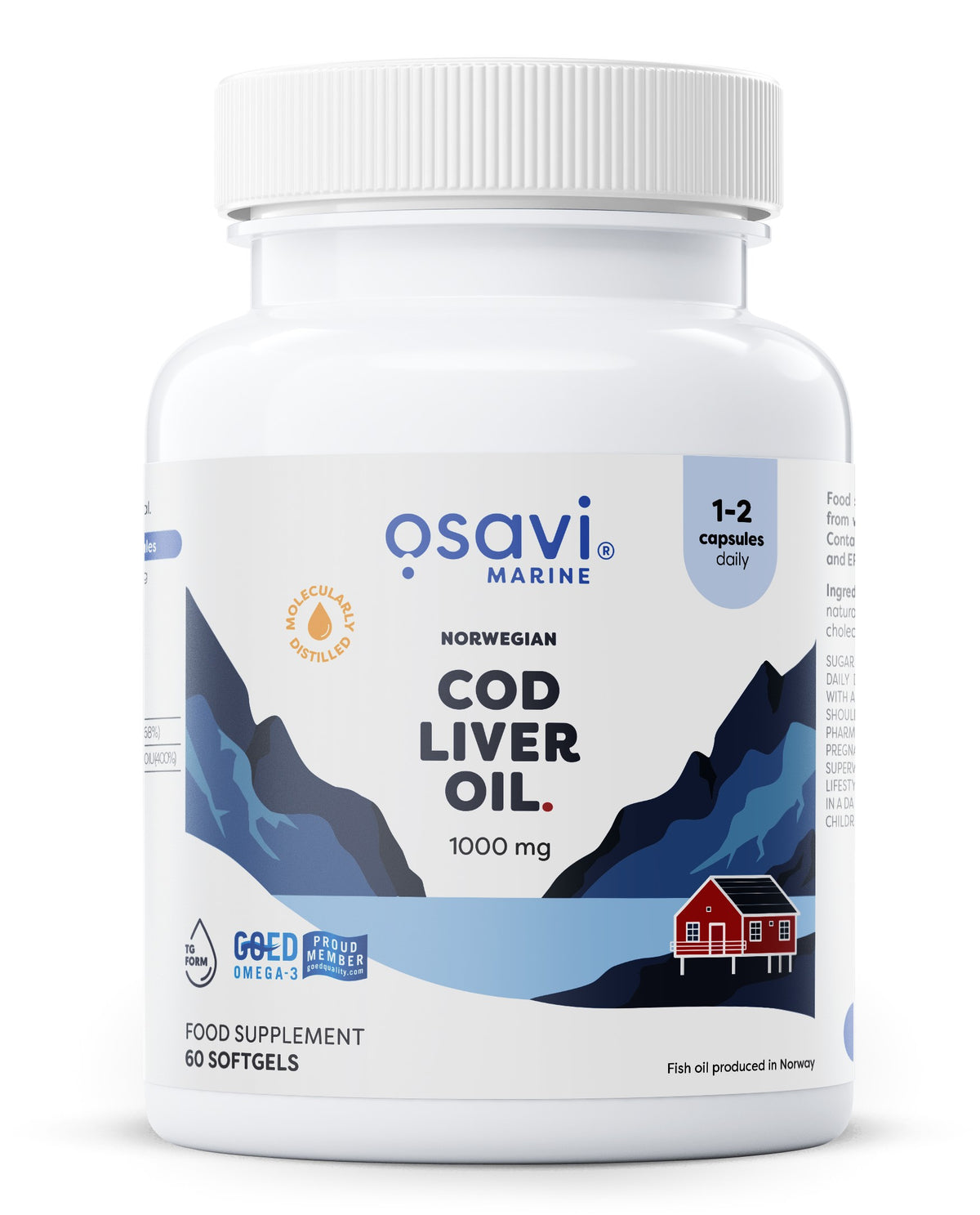 Osavi Norwegian Cod Liver Oil Softgels, 1000mg (Lemon)
