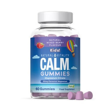 Natural Vitality Calm Kids Magnesium Citrate Gummies, Natural Mixed Berries