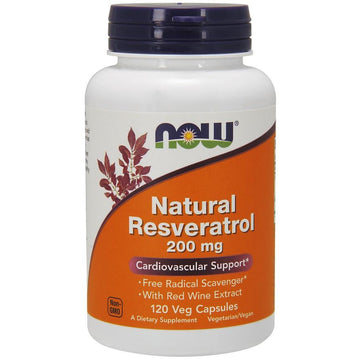 NOW Foods  Natural Resveratrol with Red Wine Extract, 200mg