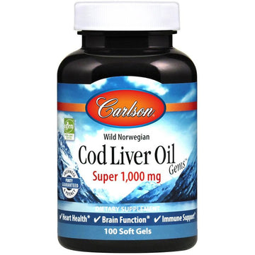 Carlson Labs  Wild Norwegian Cod Liver Oil Gems, 1000mg